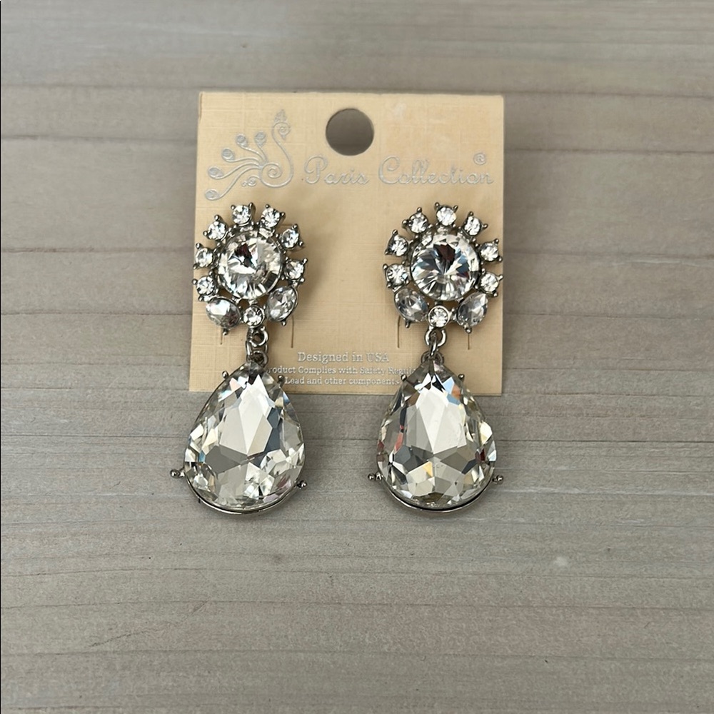 Silver Crystal Drop Earrings